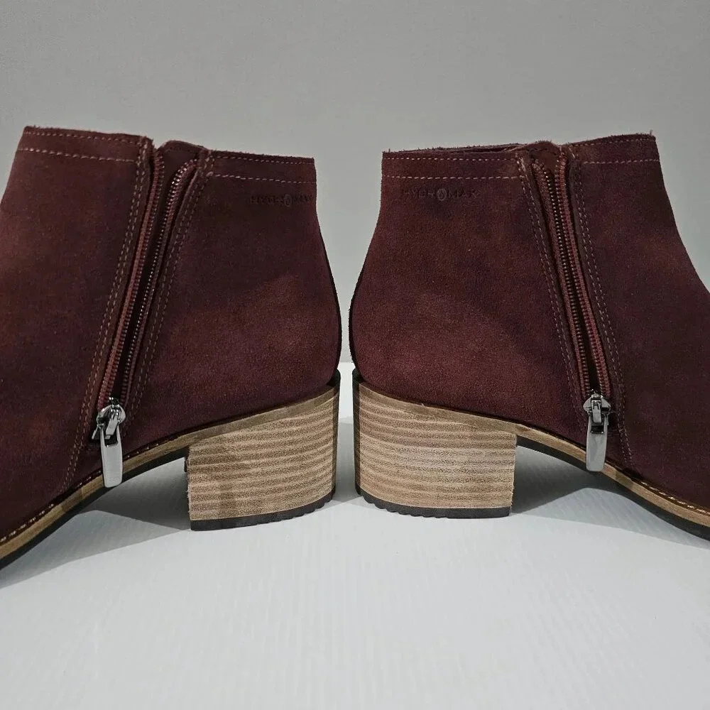 Ecco Shape 35 Sartorelle Ankle Boot EU 39 Red Suede Water Resistant Heel NEW